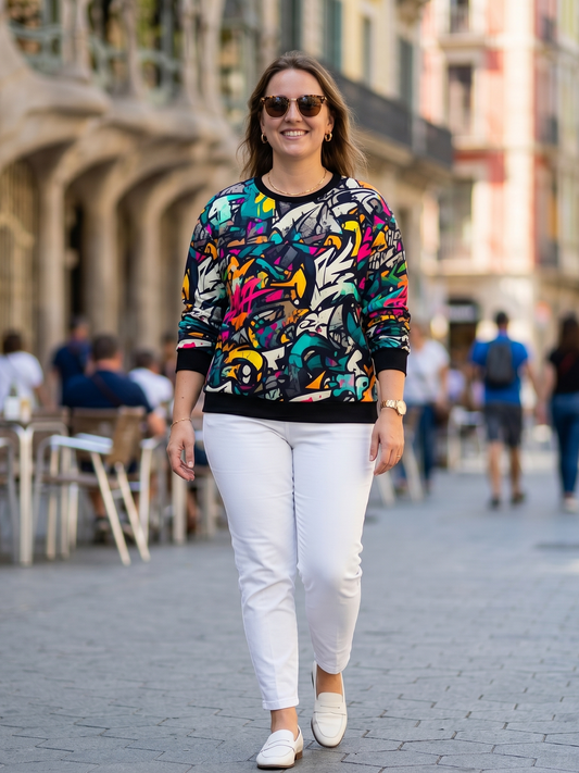 Cool Grafitti Print Multicoloured Sweatshirt
