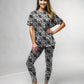 Cool Monochrome Ice Cubes Print Premium Oversized Tee With Tummy Tuck Body Shaping Leggings Co-ord Set