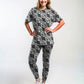 Cool Monochrome Ice Cubes Print Premium Oversized Tee With Tummy Tuck Body Shaping Leggings Co-ord Set