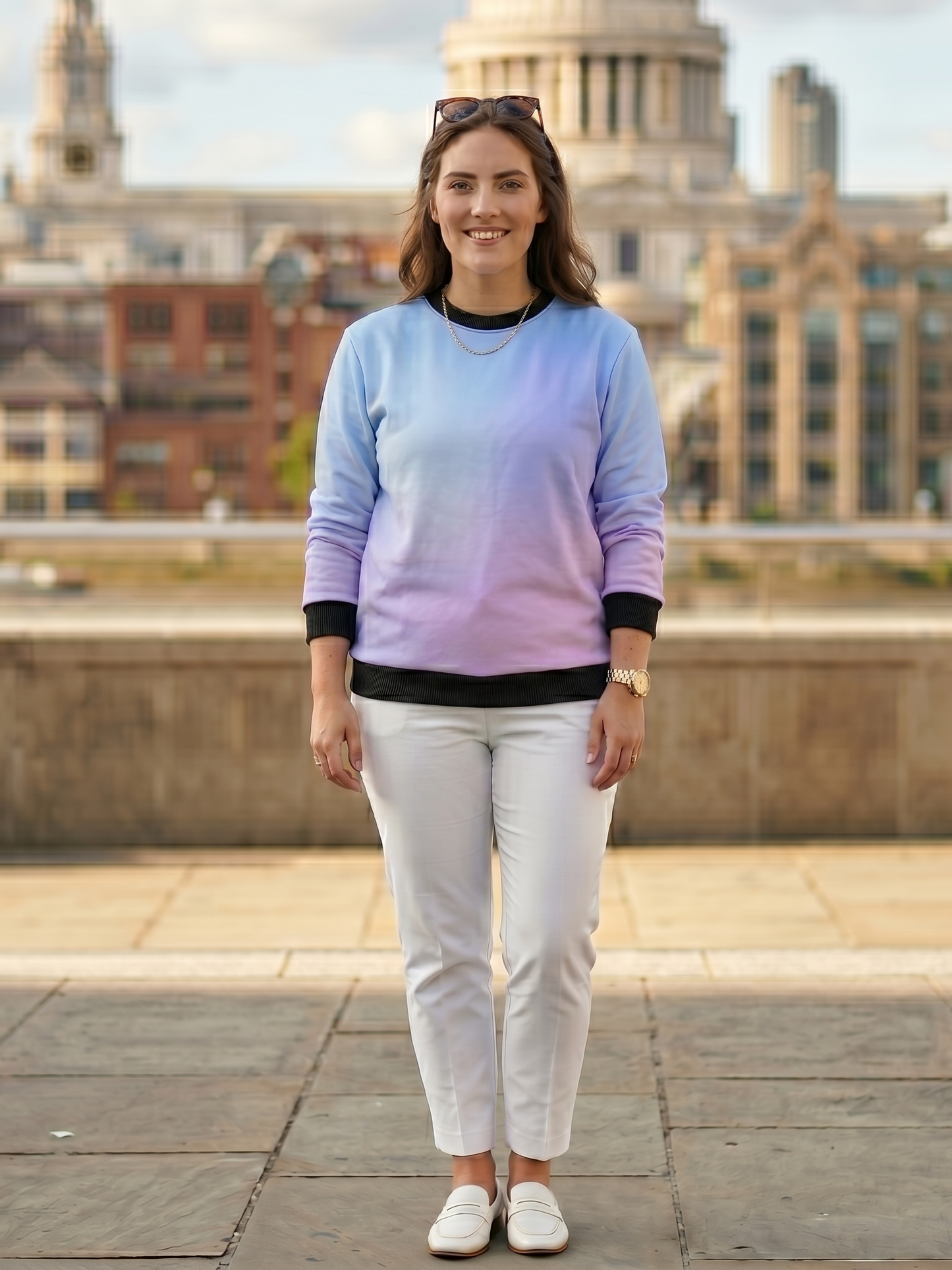 Cool Pink Gradient Print Sweatshirt
