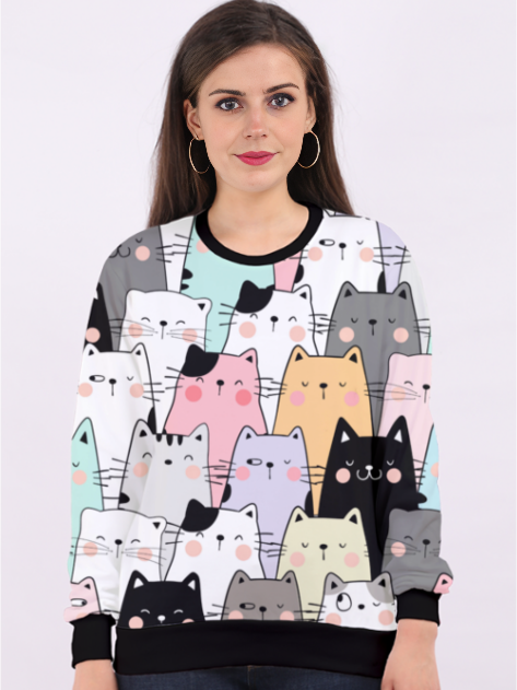 Super Cute Cats Print Sweatshirt
