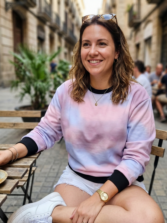 Adorable Hues Of Pink And Blue Print Sweatshirt