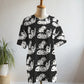 Playful Cute Kittens Print Premium Oversized Tee With Tummy Tuck Body Shaping Leggings Co-ord Set