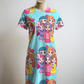 Stylish Girl Gang Selfie Print Blue T Shirt Dress