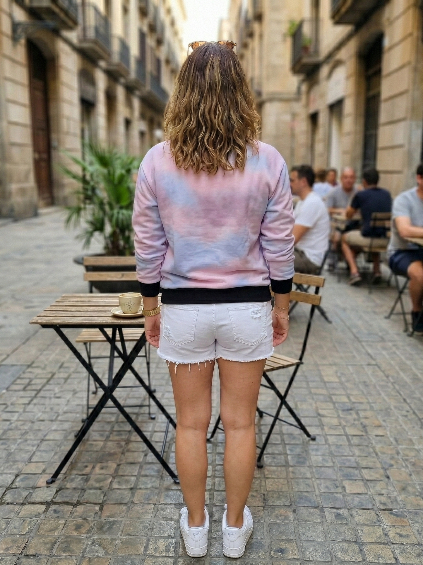 Adorable Hues Of Pink And Blue Print Sweatshirt