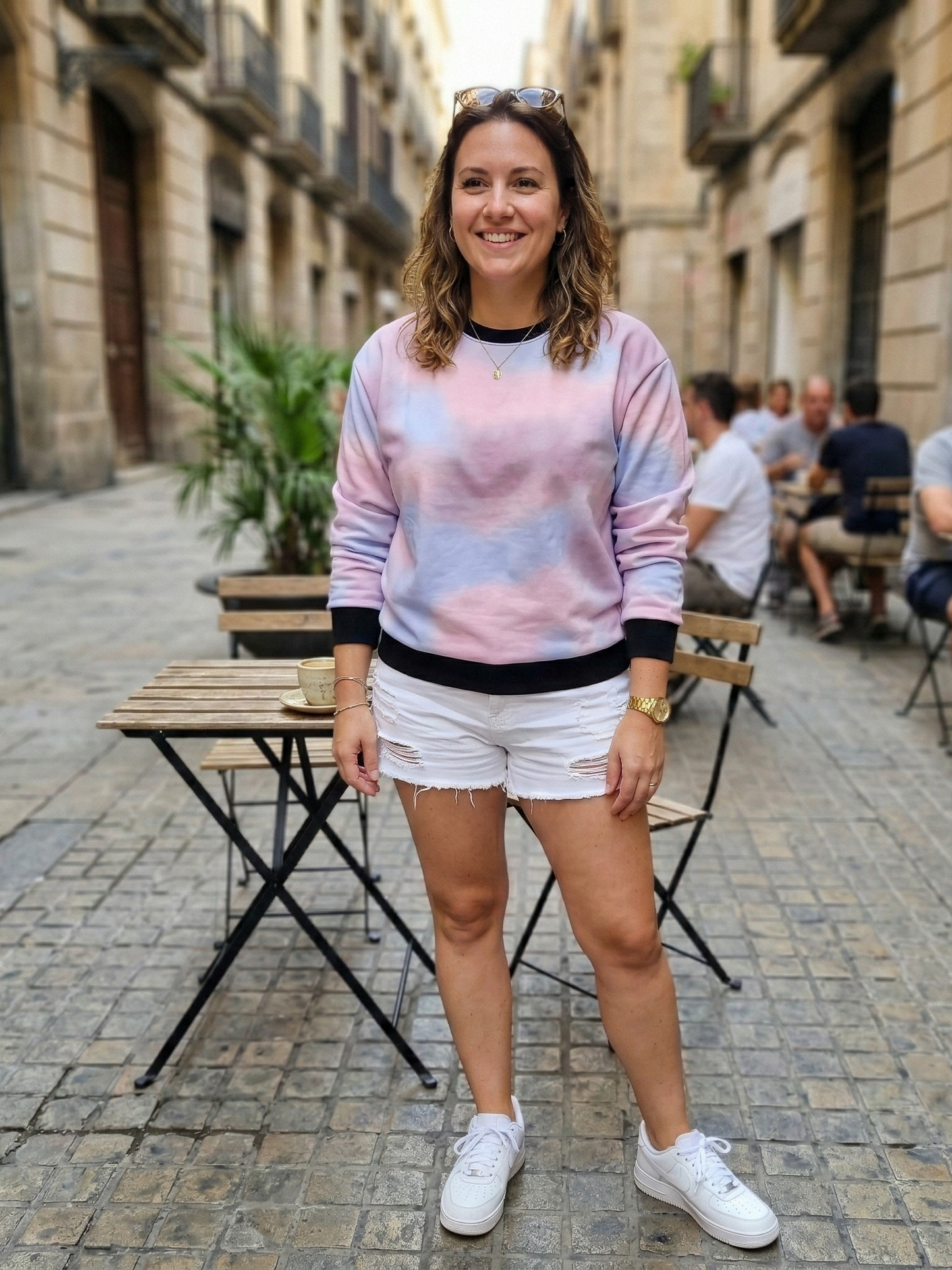 Adorable Hues Of Pink And Blue Print Sweatshirt