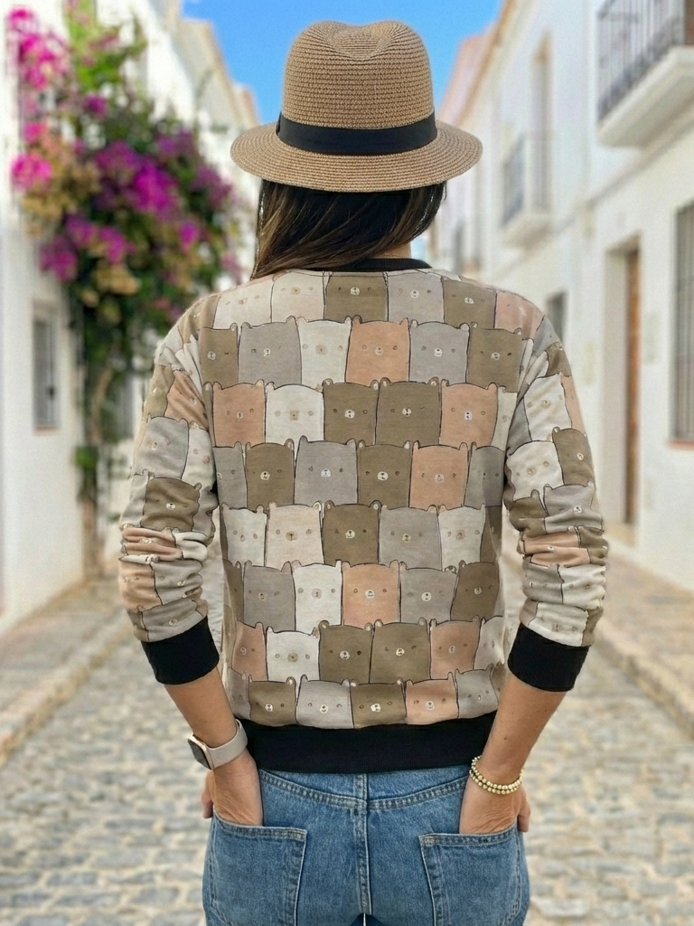 Cute Kitten Print Multi Coloured Sweatshirt