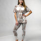 Charming Pastel Pink Kittens Print Premium Oversized Tee With Tummy Tuck Body Shaping Leggings Co-ord Set
