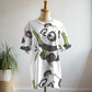 Cute Panda Print Premium Oversized Tee With Tummy Tuck Body Shaping Leggings White Co-ord Set