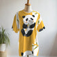 Cute Panda Print Premium Oversized Tee With Tummy Tuck Body Shaping Leggings Yellow Co-ord Set