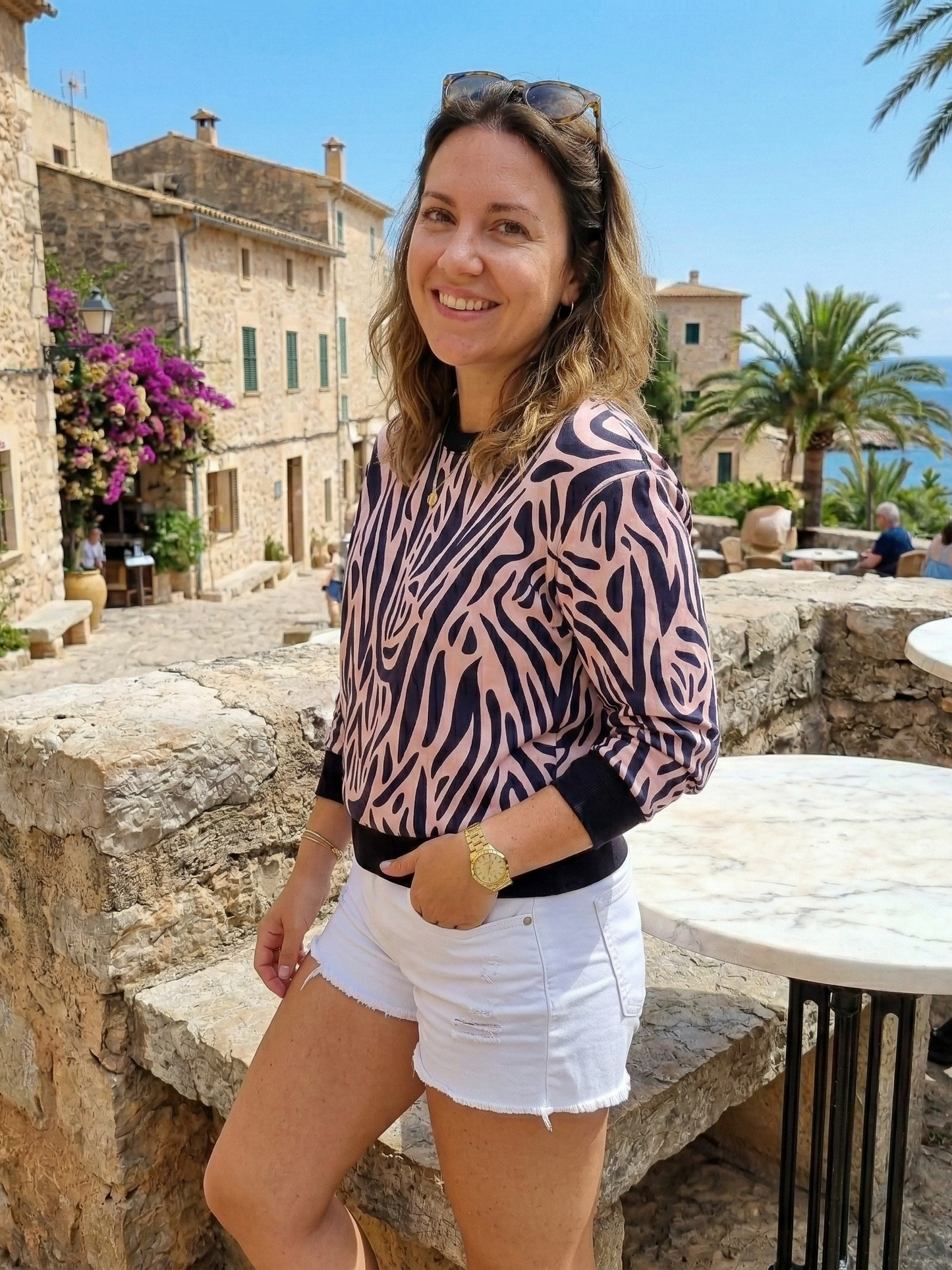 Charming Animal Print Pink Sweatshirt