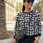 Dubai Vibe Geometric Print Black Sweatshirt