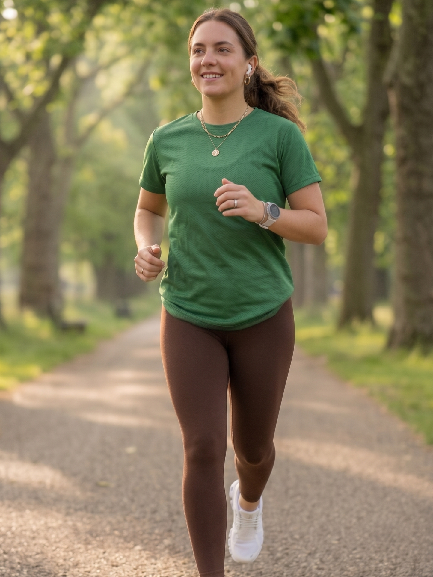 Earthy Colour Theme Set | Activewear Coord Set Tshirt With Tummy Tuck Brown Leggings | Multi Sport | Odour Free