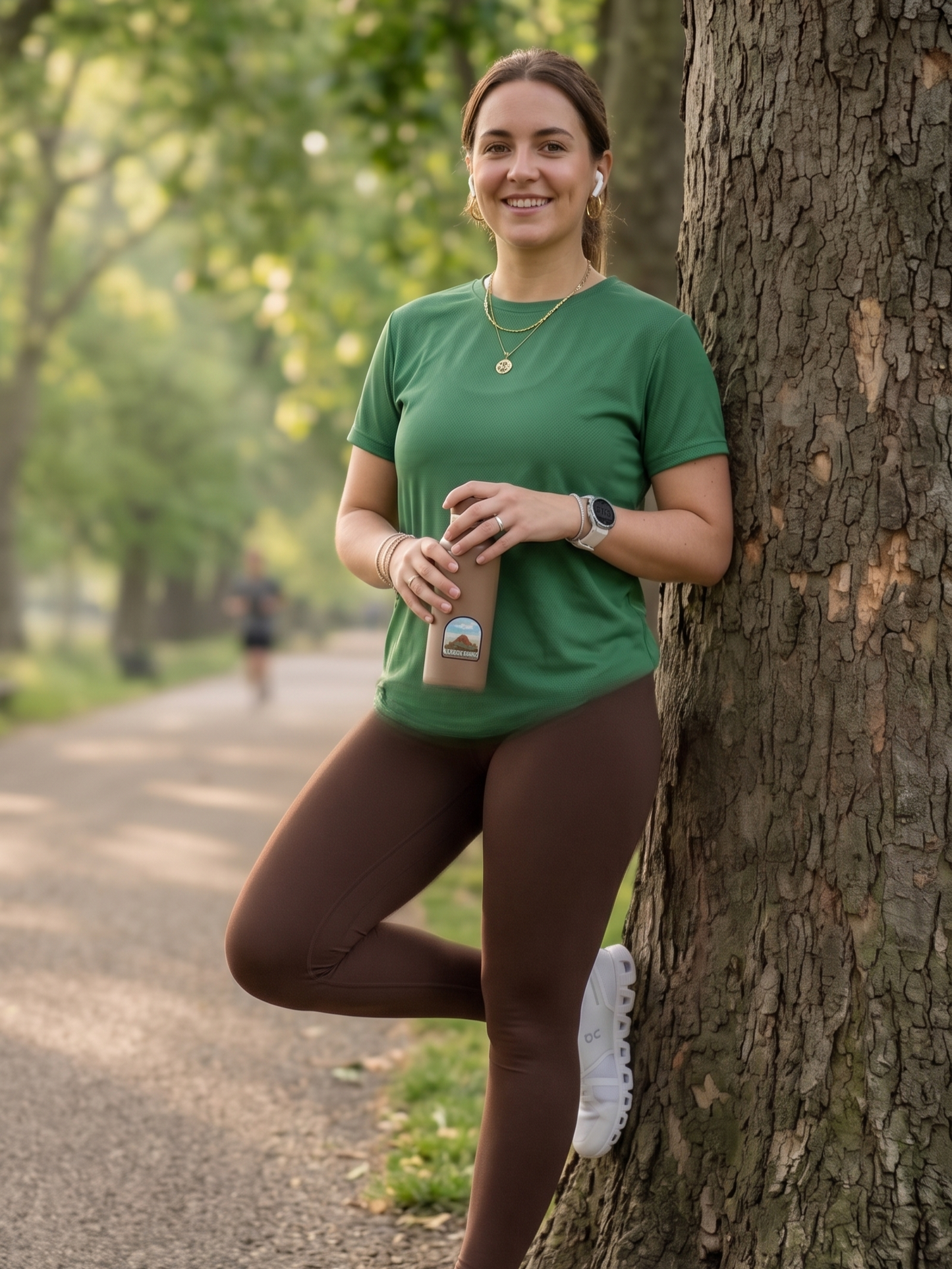 Earthy Colour Theme Set | Activewear Coord Set Tshirt With Tummy Tuck Brown Leggings | Multi Sport | Odour Free