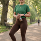 Earthy Colour Theme Set | Activewear Coord Set Tshirt With Tummy Tuck Brown Leggings | Multi Sport | Odour Free