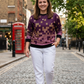 Elegant Pixel Print Purple Sweatshirt