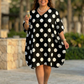 Classic Polka Dots Print Black Kaftan Dress