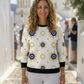 Radiant Evil Eye Print White Sweatshirt