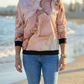 Fashionable Marble Print Pink Sweatshirt