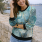 Fashionable Marble Print Sea Blue Sweatshirt