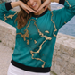 Fashionable Marble Print Sea Green Sweatshirt