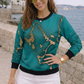 Fashionable Marble Print Sea Green Sweatshirt