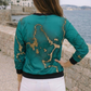 Fashionable Marble Print Sea Green Sweatshirt