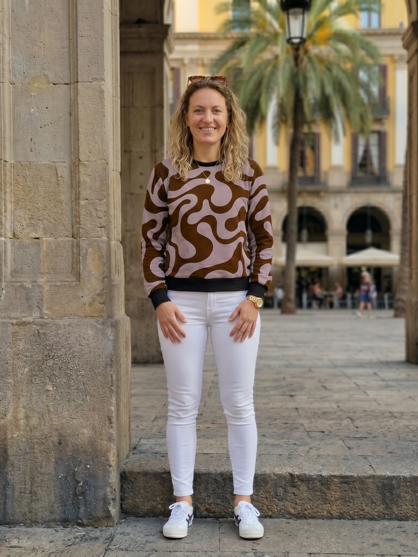Smart Fluid Print Brown Sweatshirt