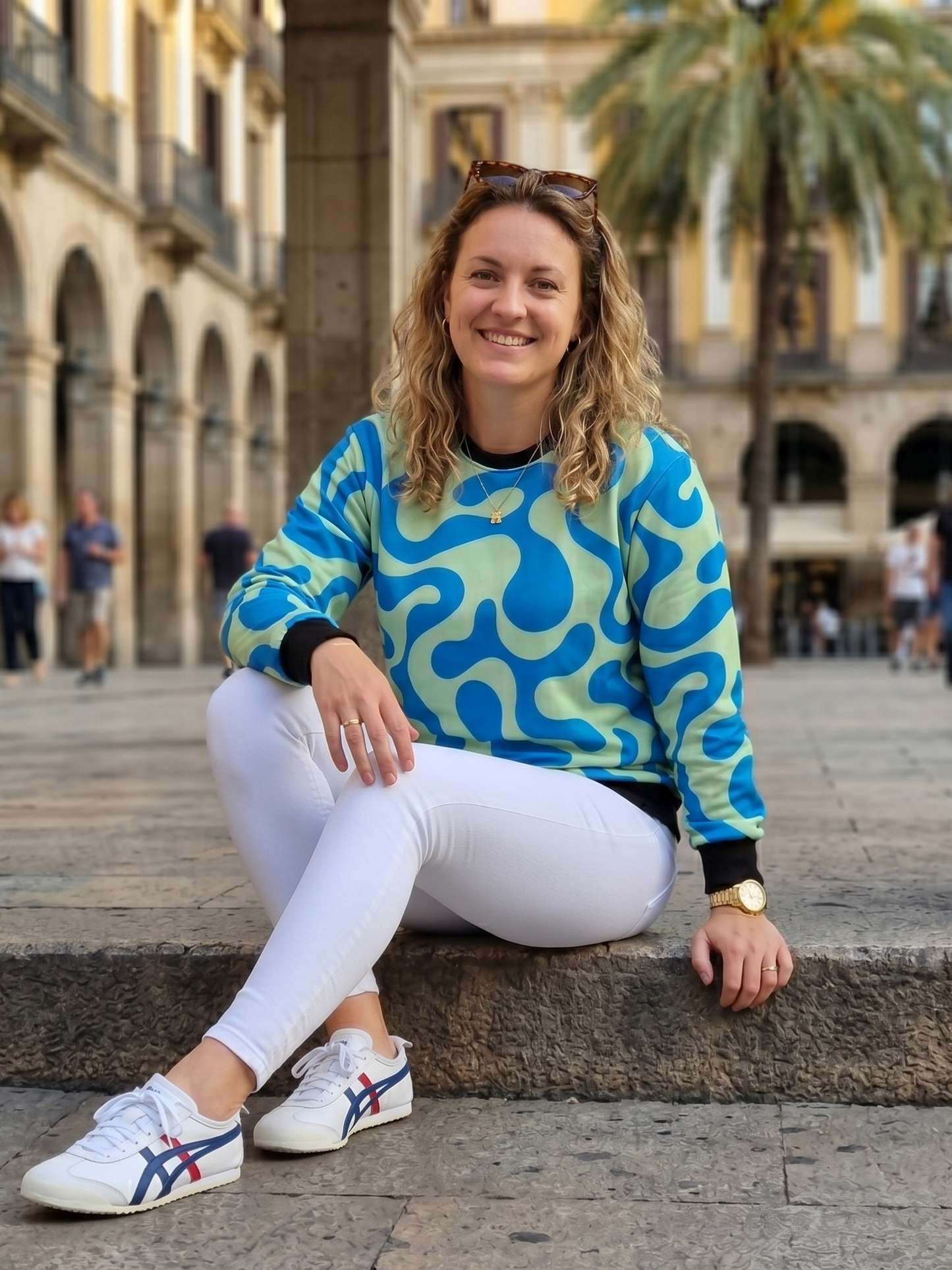 Smart Fluid Print Blue Sweatshirt