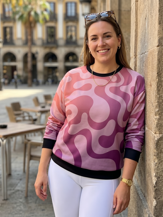 Smart Fluid Print Pink Sweatshirt