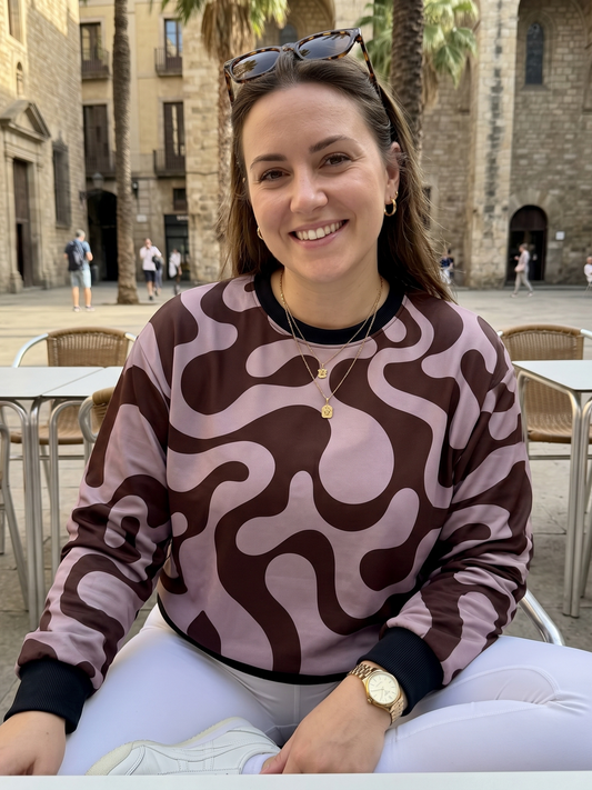 Smart Fluid Print Brown Sweatshirt