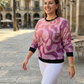 Smart Fluid Print Pink Sweatshirt