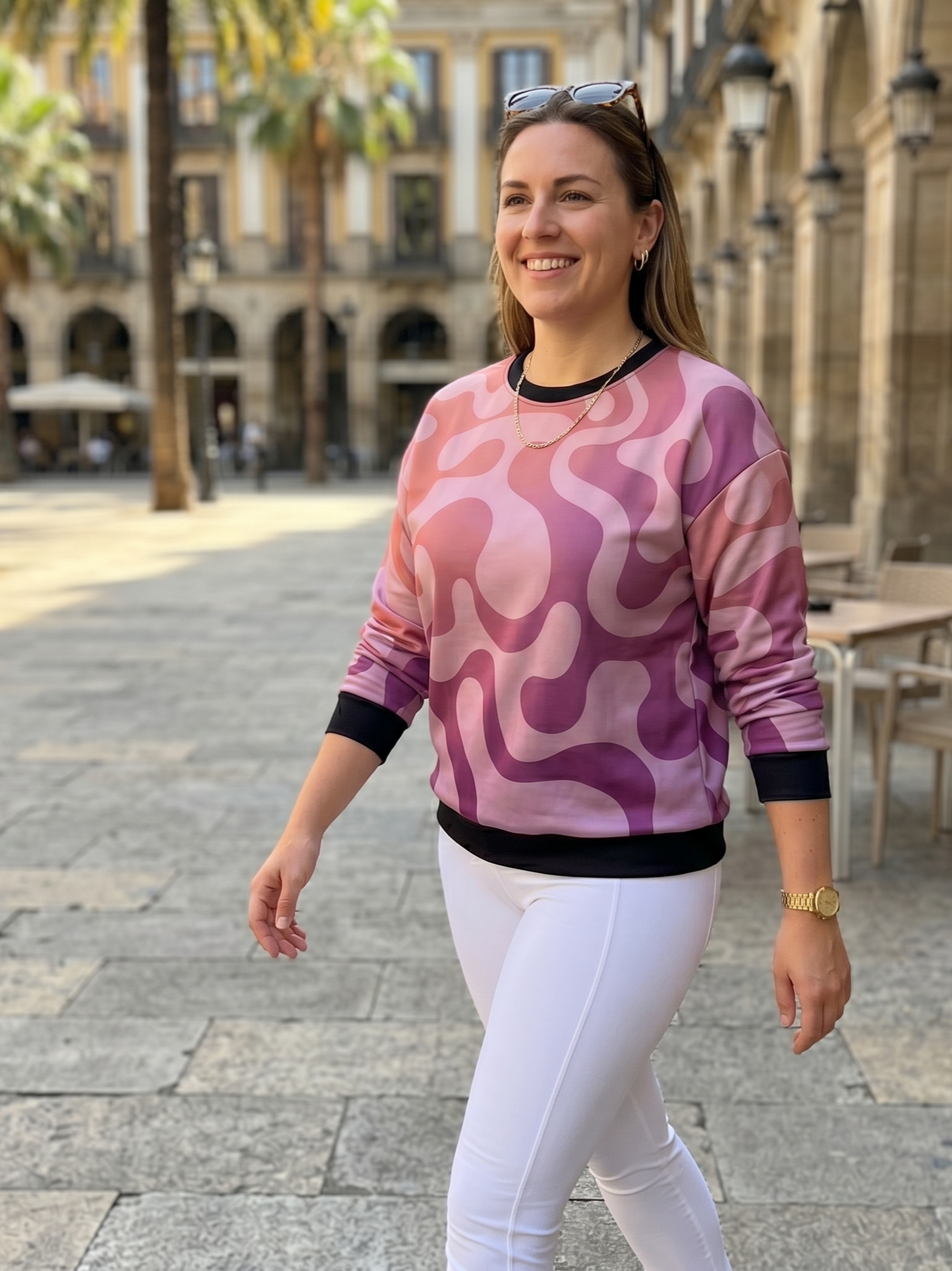 Smart Fluid Print Pink Sweatshirt