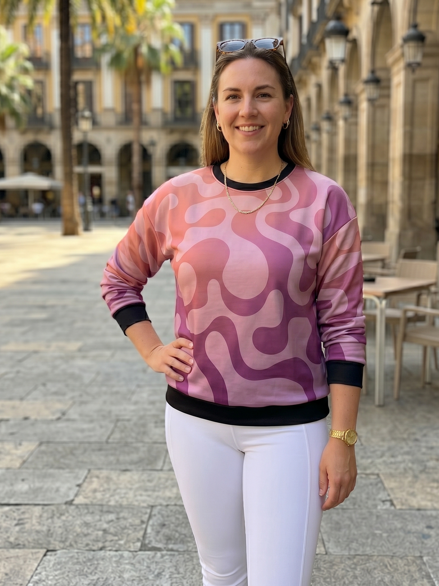 Smart Fluid Print Pink Sweatshirt