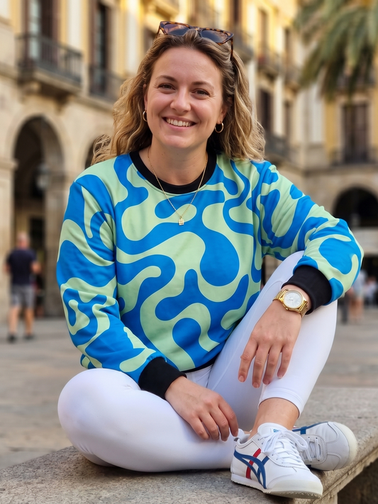 Smart Fluid Print Blue Sweatshirt