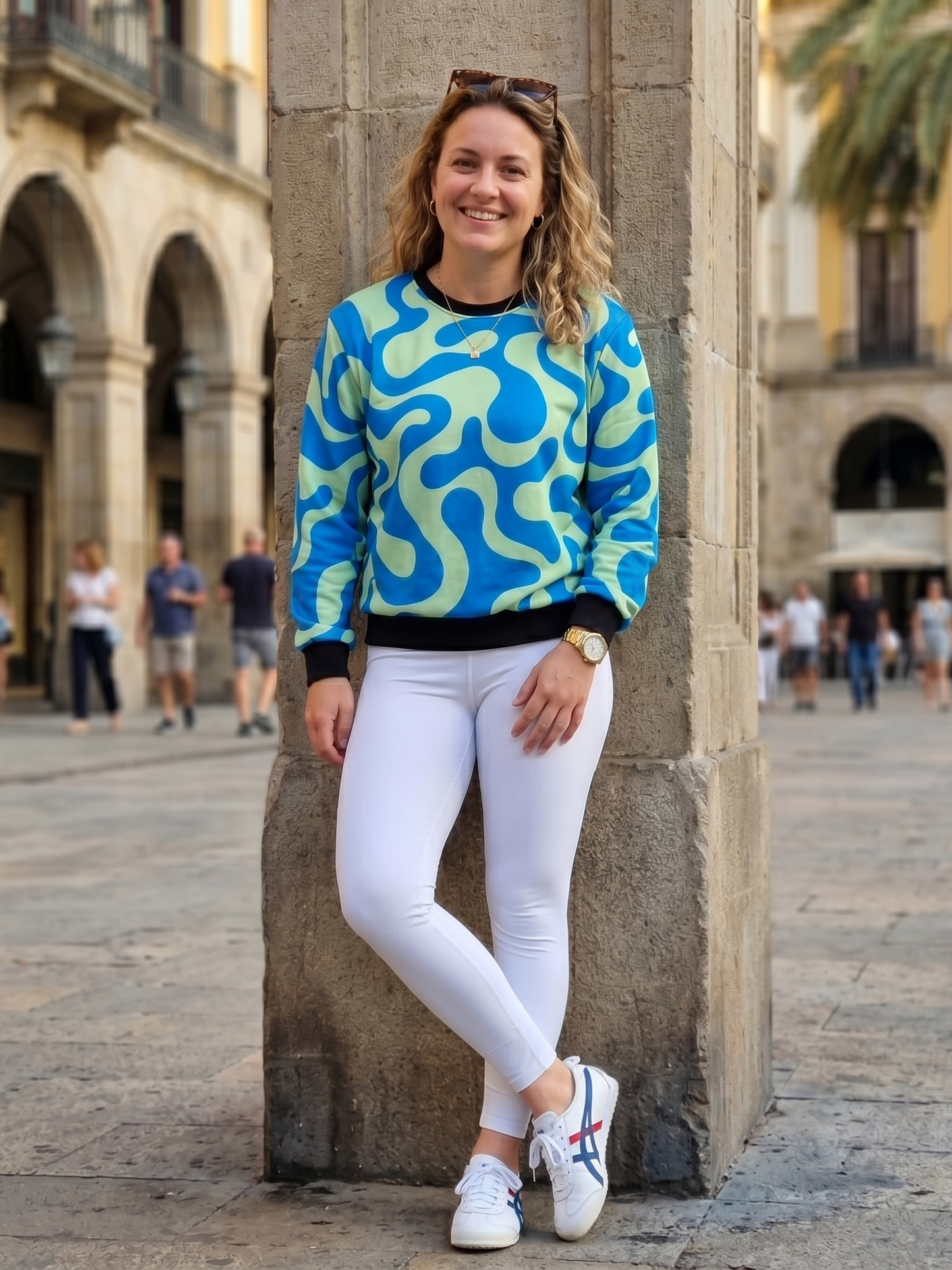 Smart Fluid Print Blue Sweatshirt