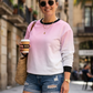 Fresh Pastel Gradient Print Pink Sweatshirt