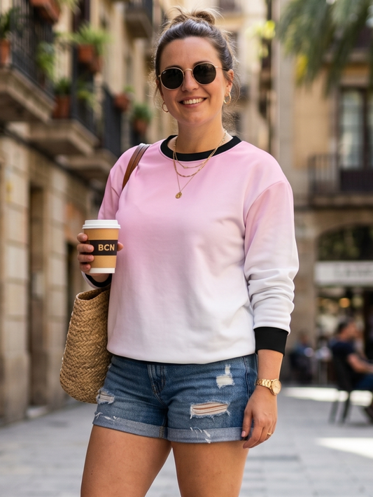 Fresh Pastel Gradient Print Pink Sweatshirt