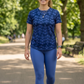 Cool Leaf Print | Activewear Coord Set Tshirt With Tummy Tuck Blue Leggings | Multi Sport | Odour Free