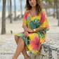 Fresh Flora HIbiscus Print Kaftan Dress