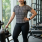 Sophisticated Geometric Print | Activewear Coord Set Tshirt With Tummy Tuck Black Leggings | Multi Sport | Odour Free