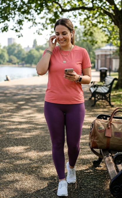Simple Solid Set | Activewear Coord Set Tshirt With Tummy Tuck Purple Leggings | Multi Sport | Odour Free