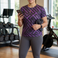 Sharp Geometric Print | Activewear Coord Set Tshirt With Tummy Tuck Grey Leggings | Multi Sport | Odour Free