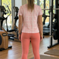 Sophisticated Geometric Print | Activewear Coord Set Tshirt With Tummy Tuck Peach Leggings | Multi Sport | Odour Free
