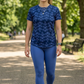 Cool Leaf Print | Activewear Coord Set Tshirt With Tummy Tuck Blue Leggings | Multi Sport | Odour Free