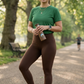 Earthy Colour Theme Set | Activewear Coord Set Tshirt With Tummy Tuck Brown Leggings | Multi Sport | Odour Free