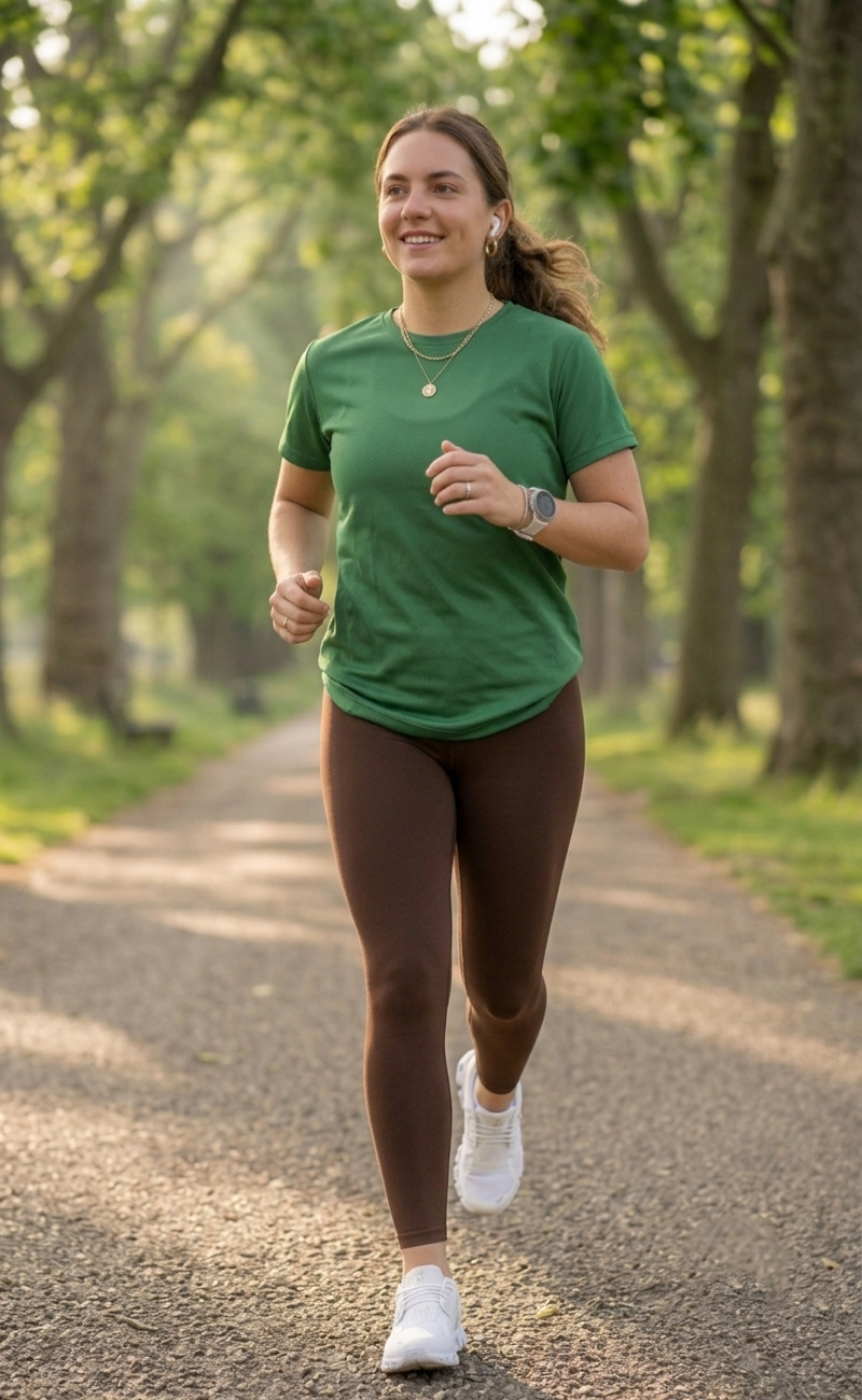 Earthy Colour Theme Set | Activewear Coord Set Tshirt With Tummy Tuck Brown Leggings | Multi Sport | Odour Free