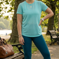 Daily Wear Casual Solid Set | Activewear Coord Set Tshirt With Tummy Tuck Blue Leggings | Multi Sport | Odour Free