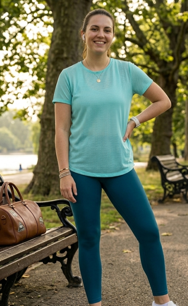Daily Wear Casual Solid Set | Activewear Coord Set Tshirt With Tummy Tuck Blue Leggings | Multi Sport | Odour Free