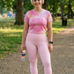 Adorable Pink Abstract Print | Activewear Coord Set Tshirt With Tummy Tuck Pink Leggings | Multi Sport | Odour Free